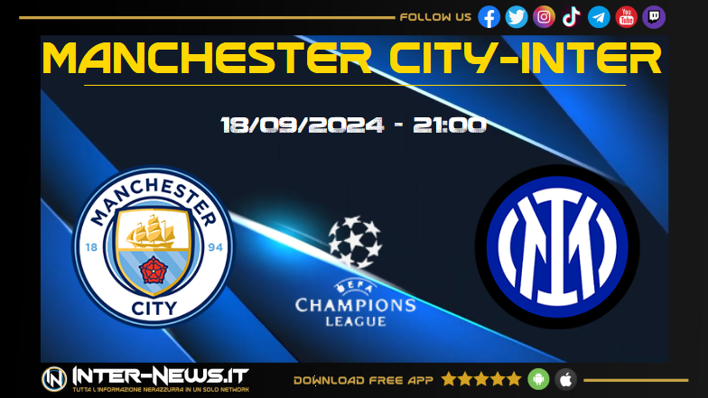 Manchester City Inter, le probabili formazioni della partita di Champions League