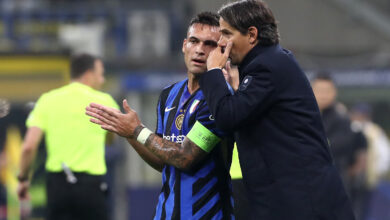 Lautaro Martinez e Simone Inzaghi in Inter-Stella Rossa