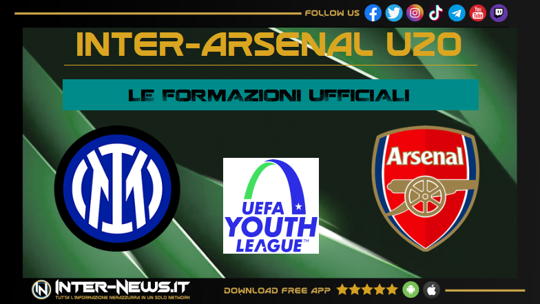 Inter Arsenal Primavera di Youth League: le formazioni ufficiali