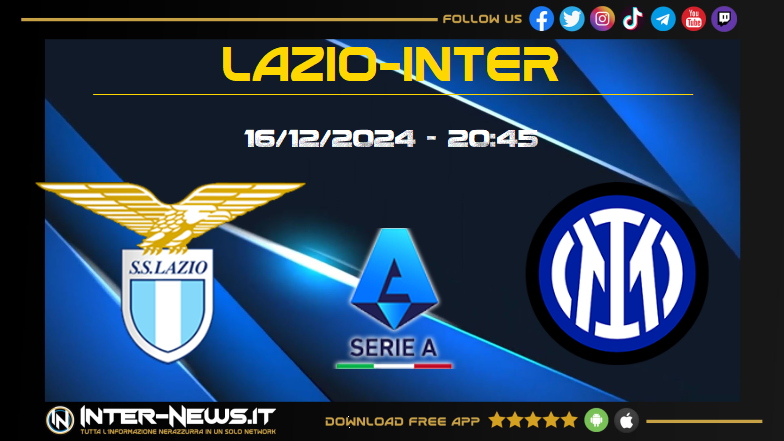 Lazio Inter, le probabili formazioni per la 16ª giornata di Serie A