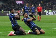 Denzel Dumfries e Marcus Thuram, esultanza al gol in Inter-Empoli